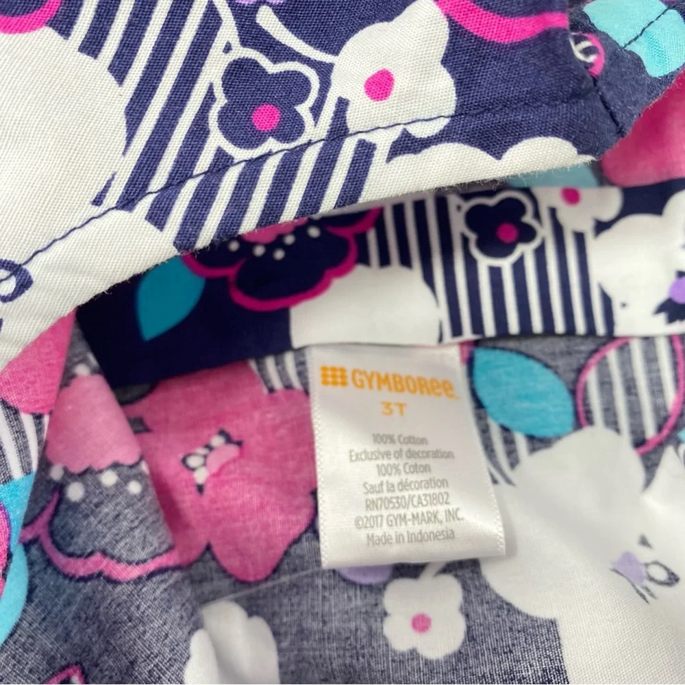 Gymboree Floral Dress Cotton Navy Blue Pink Turquoise Cotton 3T NWT
